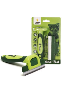 Thunderpaws Best Professional De-Shedding Tool and Pet grooming Brush, D-Shedz for Breeds of Dogs, cats with Short or Long Hair, Small, Medium and Large (green)