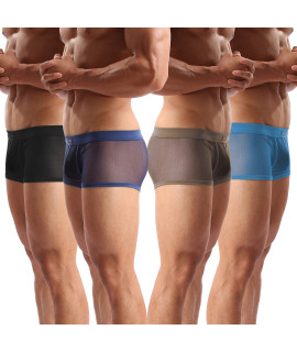 Evankin Mens Sexy Boxer Briefs gay Mesh Breathable cool Underwear 4 Pack(36Hei,XXXL)