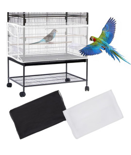 Daoeny 2Pcs Large Bird Cage Cover, Adjustable Parrot Nylon Airy Soft Mesh Net, Universal Seed Feather Catcher, Birdcage Cover Skirt Sheer Guard for Parakeet Macaw Round Square Cages