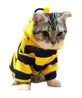 Anelekor Pet Bee Halloween Costume Dog Hoodies Cat Holiday Cosplay Warm Clothes Puppy Cute Hooded Coat Christmas Outfits for Cat and Small Dogs (C, Large)