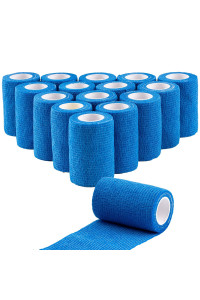16 Pack Self Adhesive Bandage Wrap 3 inch, Self Sticking Bandage Wrap, Wound Wrap Self Adherent for Wrist Ankle Sprains, Swelling, Vet Wrap for Horses Pet Animals(Blue)