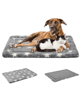 EMPSIgN crate Dog Bed Mat - crate Pad Reversible (cool & Warm), Machine Washable Dog crate Mat, Pet Sleeping Mat Kennel Bed Pad for crate for Small to XXX-Large Dogs, grey, Star Pattern