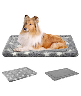 EMPSIgN Fancy Dog Bed Mat, Pet Bed Pad Reversible (cool & Warm), Machine Washable crate Pad, Pet Sleeping Mat for Small to XXX-Large Dogs, grey, Star Pattern,XXL (48inch X30inch X11)