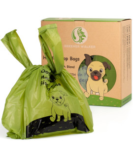 gREENER WALKER Tie Handles Poo Bags for Dog Waste, 600 Doggy Waste Bags Extra Thick Strong 100% Leak-Proof (green)