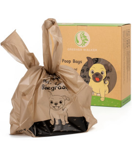 gREENER WALKER Tie Handles Poo Bags for Dog Waste, 600 Doggy Waste Bags Extra Thick Strong 100% Leak-Proof (Brown)