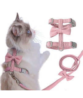 Cat Harness and Leash for Walking Escape Proof, Cat Vest Harness and Leash Ddzmz Escape Proof Soft Mesh Breathable Adjustable Pet Vest Harnesses for Cat Pink S M for Pet Cat Kitten Puppy Rabbit Ferret