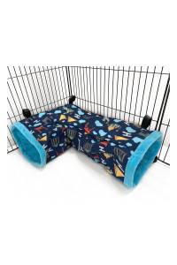 Ferret Cage Accessories Tunnel Tube Corner Hide Fleece Hideaway Bed Hammock Bed for Guinea Pig (Blue)