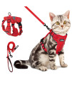 PetBonus Adjustable Cat Harness and Leash, Escape Proof Breathable Pet Vest Harnesses for Walking, Easy Control Reflective Leash and Harness Set Jacket for Cats, Kitten, Kitty (Red, X-Small)