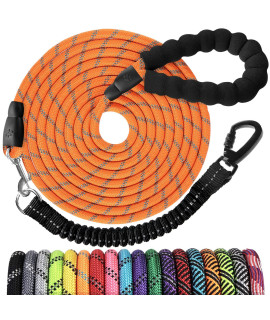 Long Dog Leash 30 FT: Heavy Duty Rope Leashes for Dogs Training with Swivel Lockable Hook Reflective Threads Bungee and Padded Handle - Dog Lead for Large Small Medium Dogs Outside Walking Hiking