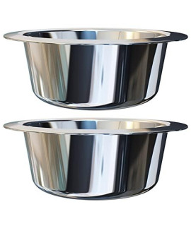 Pack of 2 Dog Bowl - Stainless Steel Dishwasher Safe Large 21A7cm - Bowl for cats, Dogs, Pups, and Kittens - Ideal for Wet and Dry Dog Food and Water Bowl