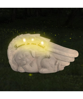 NEWDREAM:Solar Dog Pet Memorial Statue,Pet Loss Gifts, The Angel Dog Statue Commemorates,Pet Loss Sympathy Remembrancecat with Solar Light Outdoor Dog Memorial Gifts, Dog Angel Wings