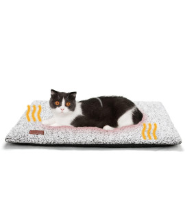 Self Warming Cat Bed Self Heating Cat Dog Mat 24 x 18 inch Extra Warm Thermal Pet Pad for Indoor Outdoor Pets with Removable Cover Non-Slip Bottom Washable Light Gray