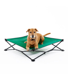 COOLAROO On the Go Cooling Elevated Dog Bed, Portable for Travel & Camping, Collapsible for Storage, Large, Emerald Green