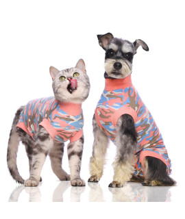 Yeapeeto Cat Dog Surgery Recovery Suit Puppy for Abdominal Wounds and Skin Diseases, E-Collar Alternative for Cats and Dogs After Surgery Wear Prevent Licking, Recommended by Vets (S, Camouflag)