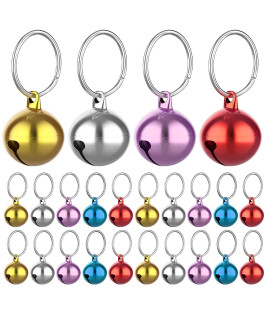 Molain 24pcs Cat Bells & Dog Collar Bells with Keyrings, Training Jingle Bell Collar Pendant Pet Accessories Festival Party DIY SMall Bells(Mixed Color)