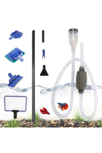 Llglmypet 5-in-1 Fish Tank Cleaning Tools - Gravel Cleaner, Siphon Vacuum, Algae Scrapers - Effortlessly Maintain 20-65 Gallon Aquariums with Water Changing and Sand Cleaning Capabilities