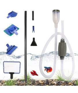 Llglmypet 5-in-1 Fish Tank Cleaning Tools - Gravel Cleaner, Siphon Vacuum, Algae Scrapers - Effortlessly Maintain 20-65 Gallon Aquariums with Water Changing and Sand Cleaning Capabilities