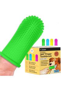 Jasper Dog Toothbrush, 360 Dog Tooth Brushing Kit, Cat Toothbrush, Dog Teeth Cleaning, Dog Finger Toothbrush, Dog Tooth Brush for Small & Large Pets, Dog Toothpaste Not Included - Neon 4 Pack