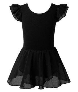 MERIABNY girls Leotards for Dance Attire With Low Back Size 6 7 Professional Ballerina Outfit for Jazz Tap Ballet class, Black