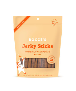 Bocce's Bakery Jerky Stick Dog Treats, Wheat-Free, Made with Limited-Ingredients, Baked in The USA with No Added Salt or Sugar, All-Naural & High-Protein, Turkey & Sweet Potato, 4 oz