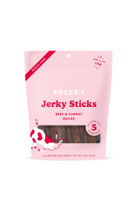 Bocce's Bakery Jerky Stick Dog Treats, Wheat-Free, Made with Limited-Ingredients, Baked in The USA with No Added Salt or Sugar, All-Naural & High-Protein, Beef & Carrot Recipe, 4 oz