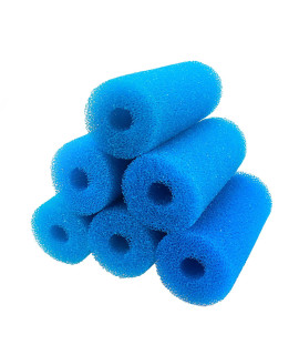 Xiaoyztan 6Pcs 6.0 x 2.5 Inch Aquarium Pre-Filter Sponges Foam Filter Cartridges with 0.8 Hole Diameter (Blue)