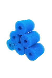 Xiaoyztan 6Pcs 3.0 x 2.5 Inch Aquarium Pre-Filter Sponges Foam Filter Cartridges with 0.8 Hole Diameter (Blue)