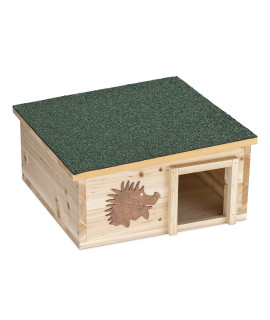 Navaris Wood Hedgehog House - Wooden Hideout for Hedgehogs - Small Animal Shelter for Hiding, Sleeping, Nesting, Outdoors - Pet Play cage Accessory