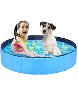 Lxiyu Upgraded Foldable Dog Pet Swimming Pool Plastic Children's Padding Pool Bathtub Large Small Dogs Outdoor Leak-Proof Collapsible Pool(L-48''x12'')