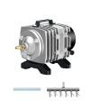 SEAJOEWE Commercial Air Pump 18 Watt Single Outlet, 6 Valve Manifold for Aquarium, Fish Tank, Fountain, Pond & Hydroponics, 396 GPH, Silver