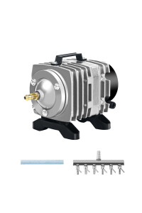 SEAJOEWE Commercial Air Pump 18 Watt Single Outlet, 6 Valve Manifold for Aquarium, Fish Tank, Fountain, Pond & Hydroponics, 396 GPH, Silver
