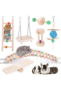 Nobleza guinea Pig Toys, 7 Pack Natural Wooden Hamster chew Toy Set, Teeth care Molar Exercise Toys for Pet Rats, Dwarf Syrian Hamsters, chinchillas, gerbils