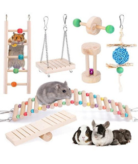 Nobleza guinea Pig Toys, 7 Pack Natural Wooden Hamster chew Toy Set, Teeth care Molar Exercise Toys for Pet Rats, Dwarf Syrian Hamsters, chinchillas, gerbils