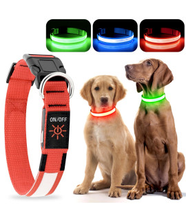YFbrite Ultra Light USB Rechargeable LED Dog Collar - Adjustable Light up Dog Collar - Waterproof Dog Collar - Flashing Dog Collar Visiblity & Safety for Your Dogs (Red, Small)