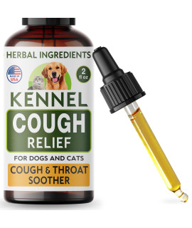 TwoFurFinds Kennel Cough Herbal Drops for Dogs & Cats - Cough Relief - Throat Soother - Dry and Wet Pet Cough - Made in US - 2 Fl Oz