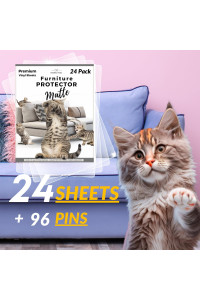 PURRRFECT PAWZ 24-Pack, Matte Cat Scratch Furniture Protector, Cat Scratch Deterrent, Cat Sofa Protector to Prevent Cat Scratching, Precut Couch Scratch Guards to Stop Cats from Scratching Furniture