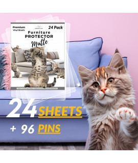 PURRRFECT PAWZ 24-Pack, Matte Cat Scratch Furniture Protector, Cat Scratch Deterrent, Cat Sofa Protector to Prevent Cat Scratching, Precut Couch Scratch Guards to Stop Cats from Scratching Furniture