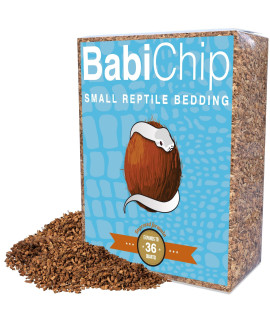 BabiChip Coconut Chip Substrate for Reptiles 36 Quart Loose Small Sized Coco Husk Chip Bedding for Ball Pythons, Snakes, Tortoises, Geckos, Frogs, or Lizard Terrarium Tanks