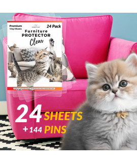 PURRRFECT PAWZ 24-Pack, Cat Scratch Furniture Protector Clear, Cat Scratch Deterrent, Cat Sofa Protector to Prevent Cat Scratching, Precut Couch Scratch Guards to Stop Cats from Scratching Furniture