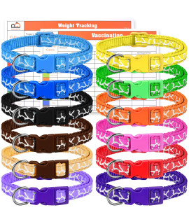 GAMUDA Puppy Litter Collars - Super Soft Nylon Whelping Puppy Collars - Adjustable Litter Collars for Pups - Assorted Colors Camouflage Identification Collars - Set of 12 (M)