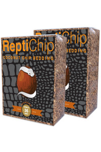 ReptiChip Coconut Substrate for Reptiles Loose Coarse Coconut Husk Chip Reptile Bedding (36 Quart (2 Pack))