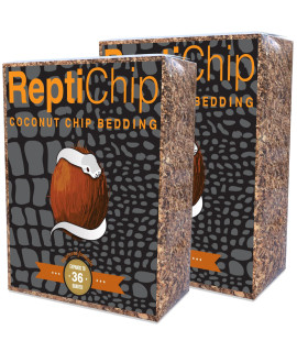 ReptiChip Coconut Substrate for Reptiles Loose Coarse Coconut Husk Chip Reptile Bedding (36 Quart (2 Pack))