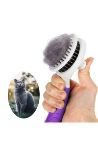Cat Grooming Brush, Self Cleaning Slicker Brushes for Dogs Cats Pet Grooming Brush Tool Gently Removes Loose Undercoat, Mats Tangled Hair Slicker Brush for Pet Massage-Self Cleaning Upgraded (PURPLE)
