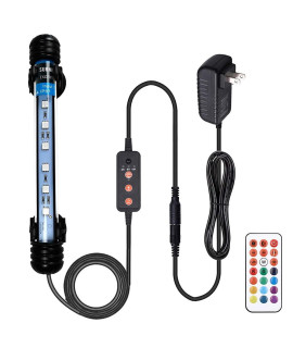 VARMHUS Submersible LED Aquarium Light,Fish Tank Light with 3 Stage Timer Auto Turn On/Off and Remote Controller Custom Adjusts 13 Colors and Brightness,24/7 Cycle RGB-7.5''