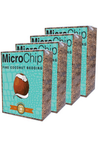 Microchip Fine Coconut Substrate and Coco Husk Chip Mix Bedding for for Bioactive Terrarium Tanks, Reptiles, Inverts, Frogs, Tarantulas, and Geckos Bedding for Terrarium Floor Cover (36 Quart 4 Pack)