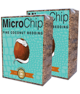 Microchip Fine Coconut Substrate and Coco Husk Chip Mix Bedding for for Bioactive Terrarium Tanks, Reptiles, Inverts, Frogs, Tarantulas, and Geckos Bedding for Terrarium Floor Cover (36 Quart 2 Pack)