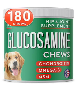 PAWFEcTcHEW glucosamine Dog Treats for Picky Eaters - Joint Supplement wchondroitin, MSM, Omega-3 - Joint Pain Relief - Advanced Formula - chicken Flavor - 180 ct - Made in USA