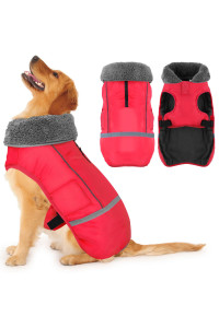Dogcheer Dog Coats for Large Dogs, Warm Turtleneck Dog Jacket Clothes Winter Coat with Fleece Lined, Waterproof Windproof Dog Snow Jacket with Zipper Leash Hole, Reflective Adjustable Dog Sweater