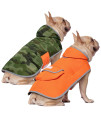 HDE Reversible Dog Raincoat Hooded Slicker Poncho Rain Coat Jacket for Small Medium Large Dogs Camo Orange - M