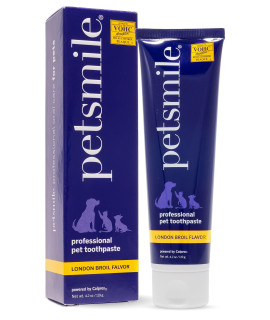 Petsmile Professional Pet Toothpaste Cat & Dog Dental Care Controls Plaque, Tartar, & Bad Breath Only VOHC Accepted Toothpaste Teeth Cleaning Pet Supplies (London Broil, 4.2 Oz)